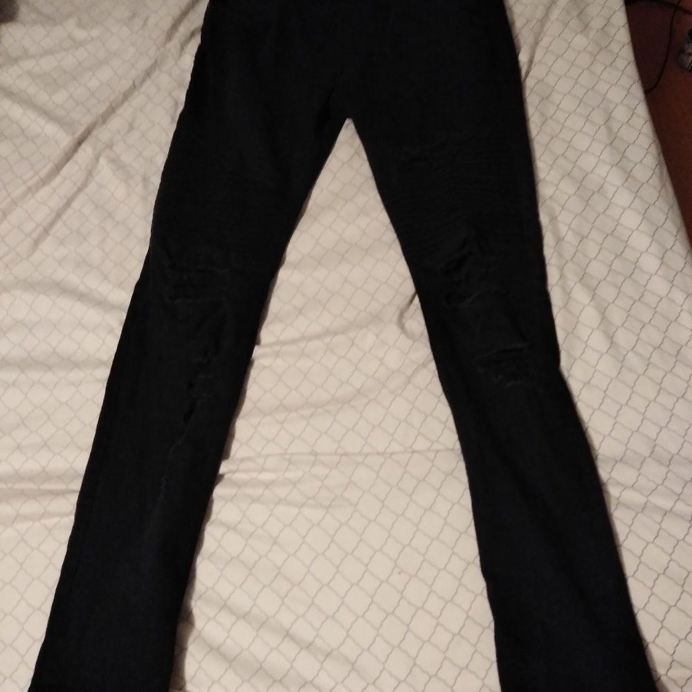 H&M black ripped biker jeans